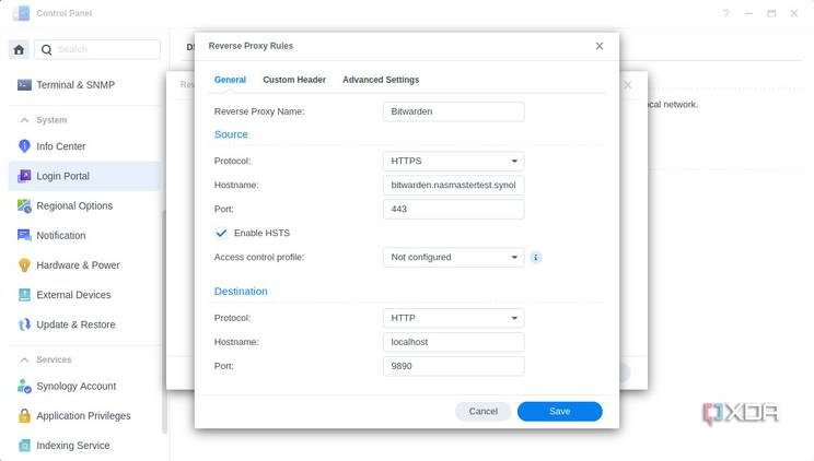 Adding a reverse proxy in Synology DSM 7