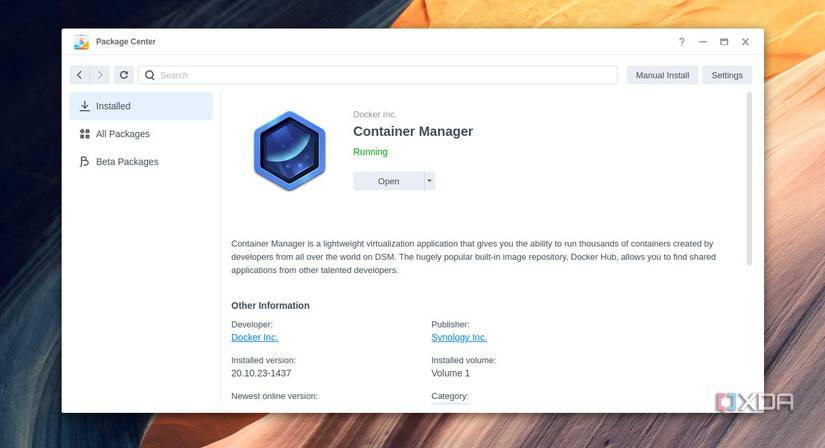 Downloading Container Manager through Package Manager