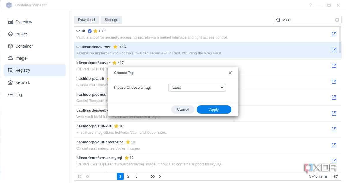 Downloading Vaultwarden image on Container Manager
