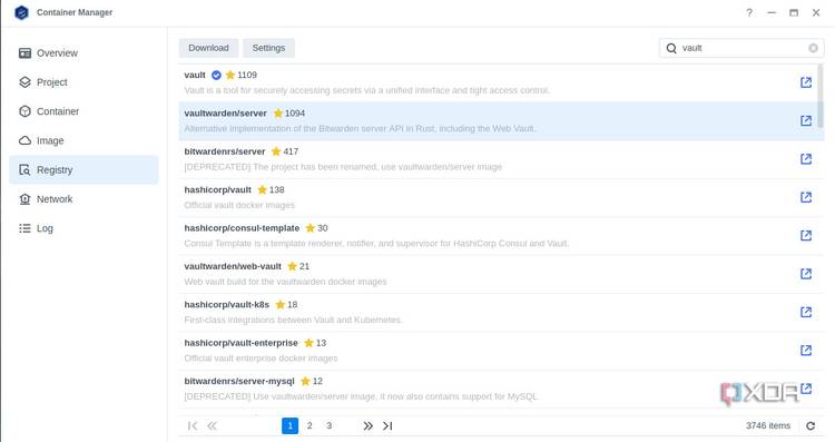 Downloading Vaultwarden image on Container Manager