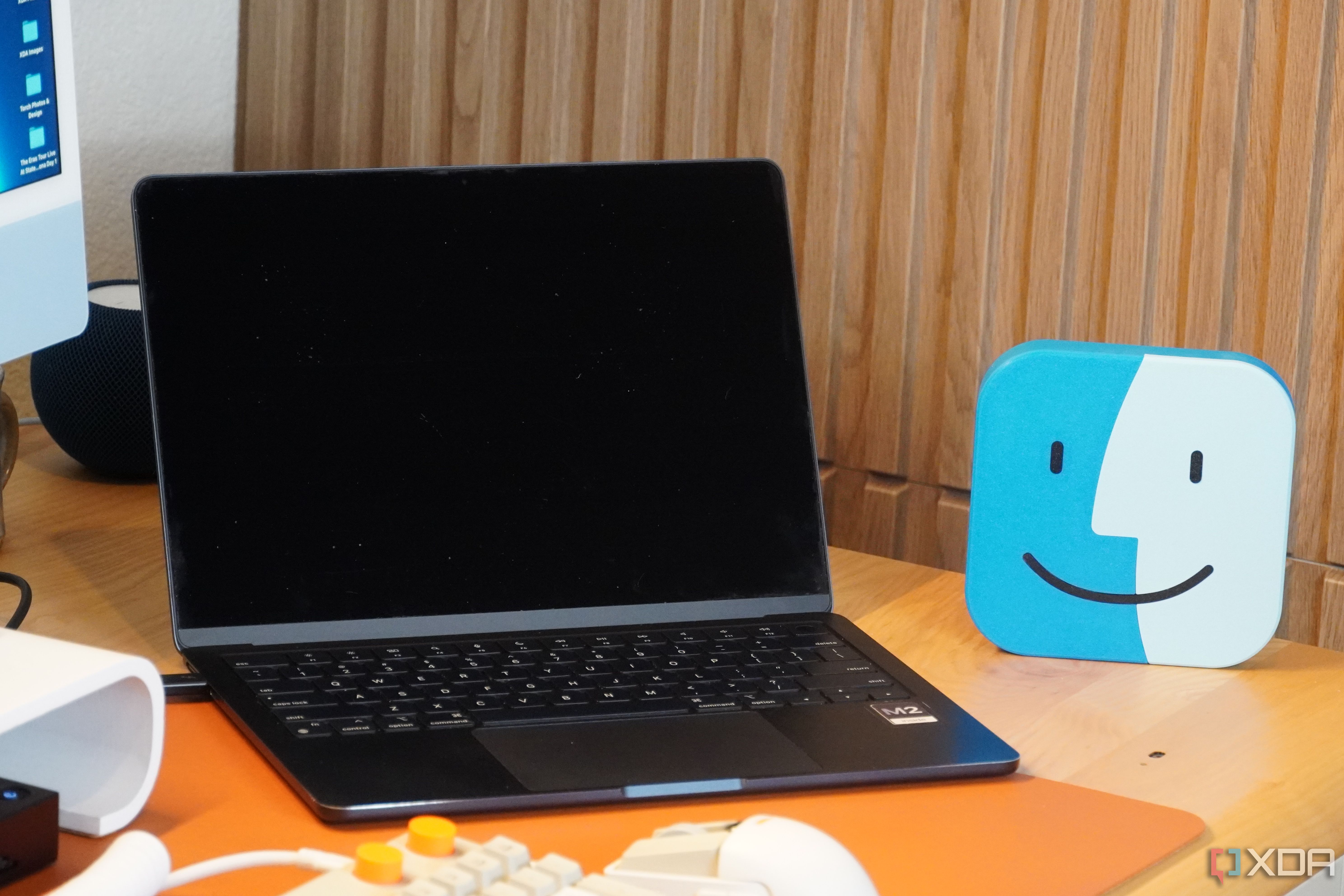 A Mac connected to another Mac over Thunderbolt.