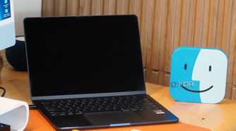 A Mac connected to another Mac over Thunderbolt.