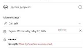 Enter password for OneNote link