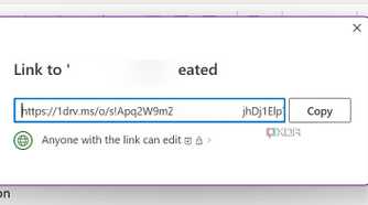 Link generated in OneNote
