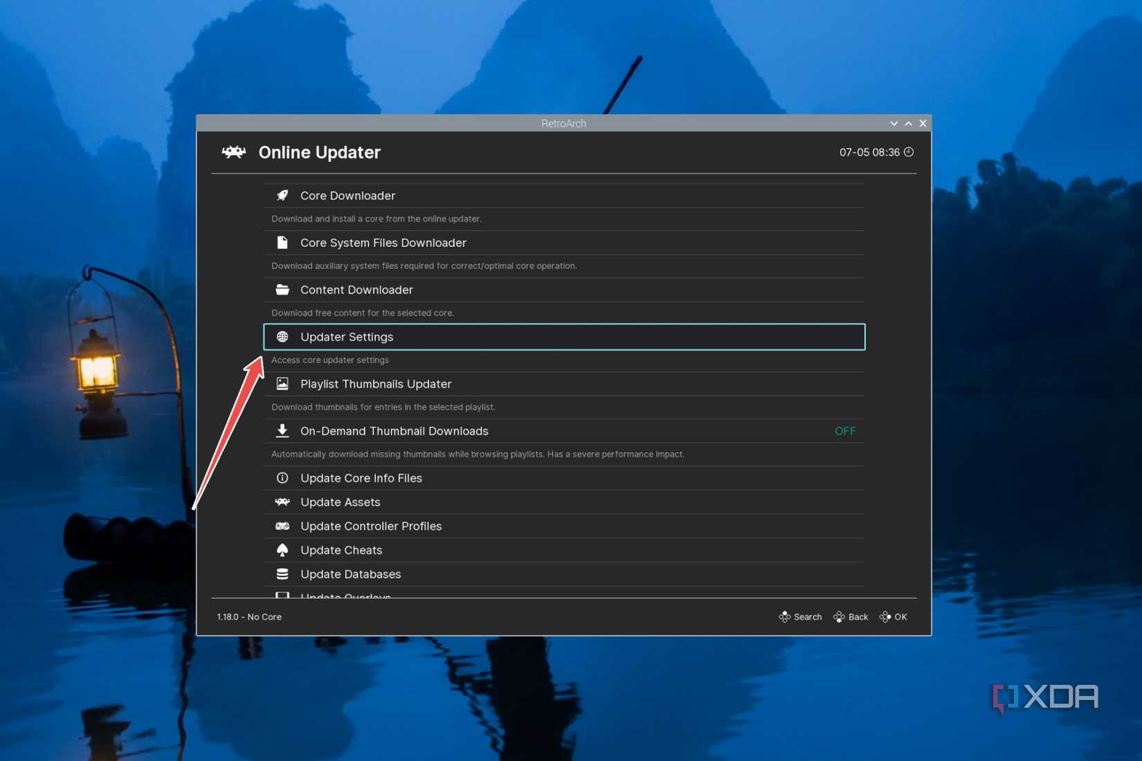 The Updater Settings in RetroArch