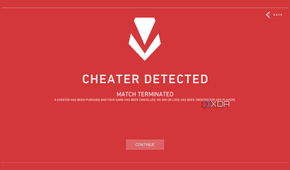 "Cheater detected, match terminated" screen in Valorant
