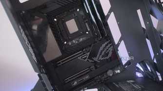 An image of a Vetroo K1 Pangolin Mid-tower motherboard installed in a modular PC case.