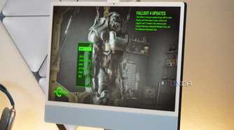 Fallout 4 start menu on an iMac using Whisky.