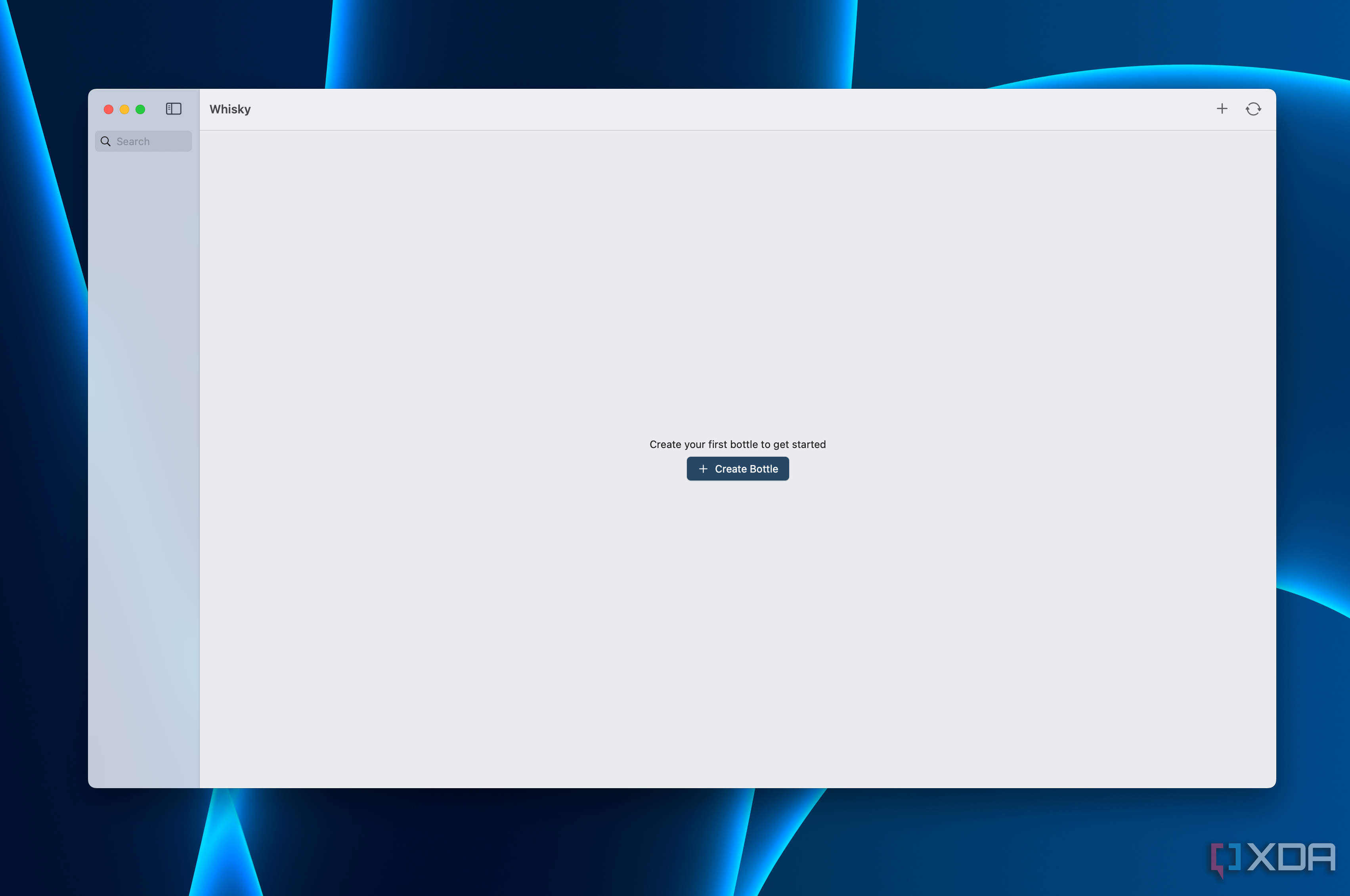 The blank setup screen in Whisky.