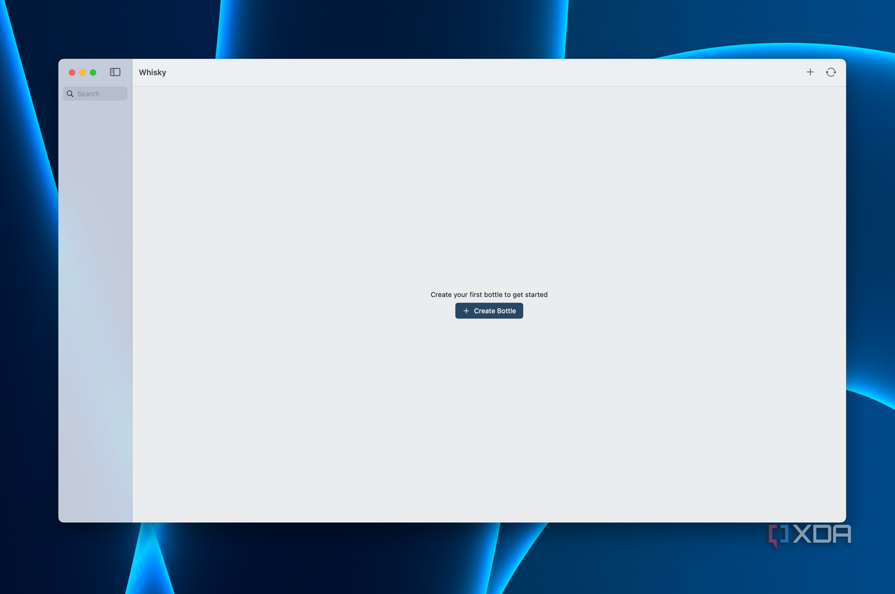 The blank setup screen in Whisky.