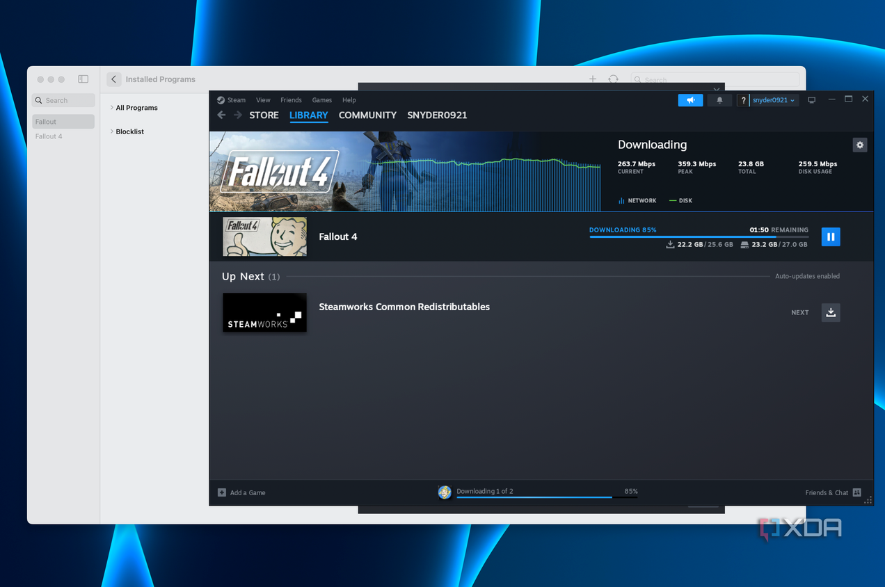Emulating the Windows version of Steam in Whisky.