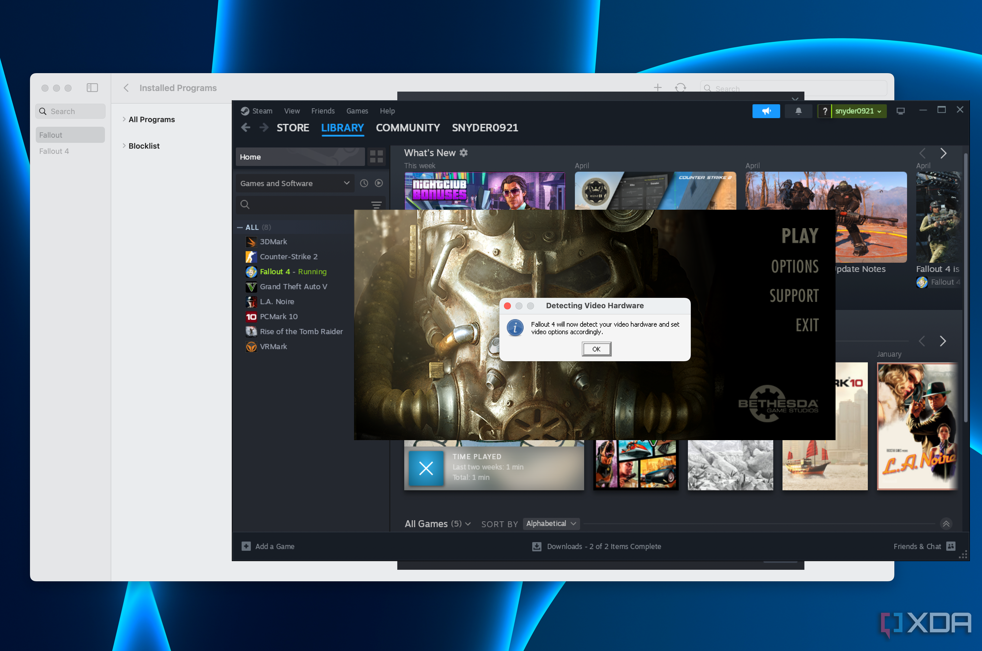 Launching Fallout 4 in the emulated version of Steam via Whisky.