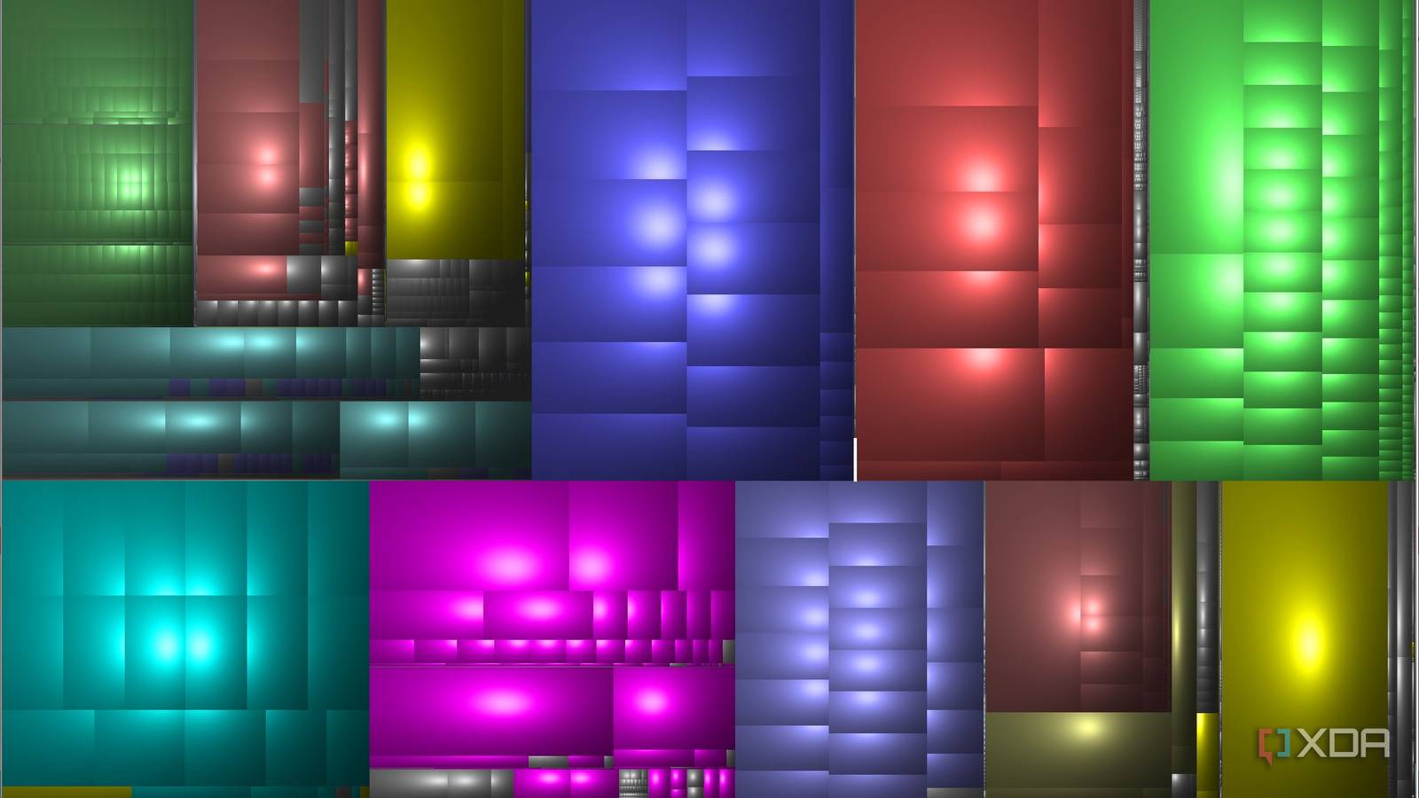 WinDirStat treemap showing color-coded files and folders