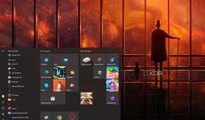 Screenshot of Windows 10 desktop and start menu