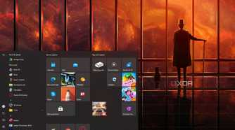 Screenshot of Windows 10 desktop and start menu