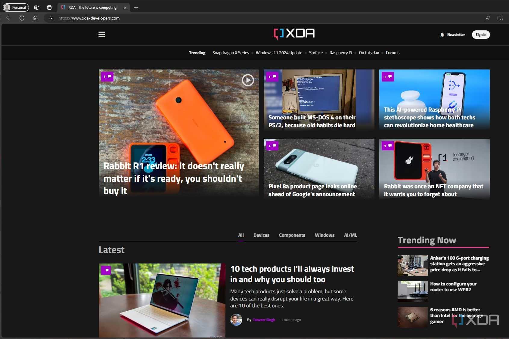 Screenshot of Windows 10 edge browser