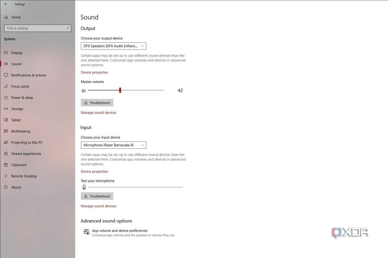 Screenshot of Windows 10 settings app