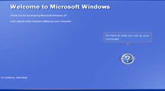 Screenshot of Windows XP first time setup