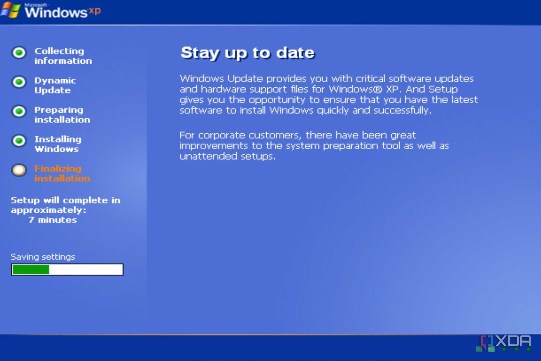 Screenshot of Windows XP setup showing copying of files