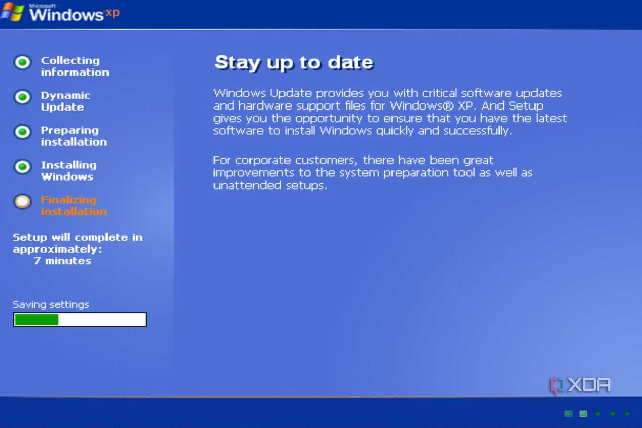 Screenshot of Windows XP setup showing copying of files