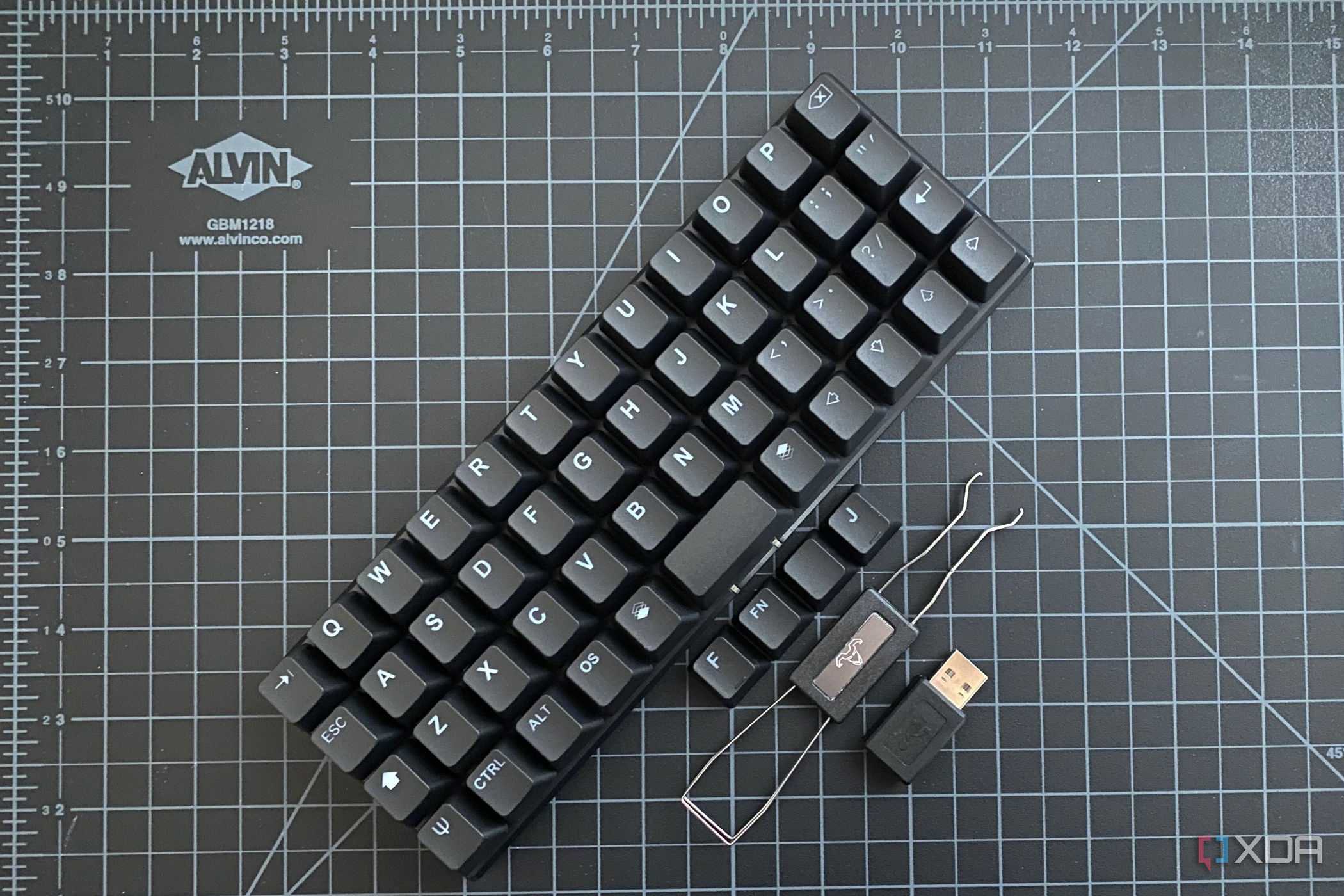Image of a 40% keyboard with spare keycaps