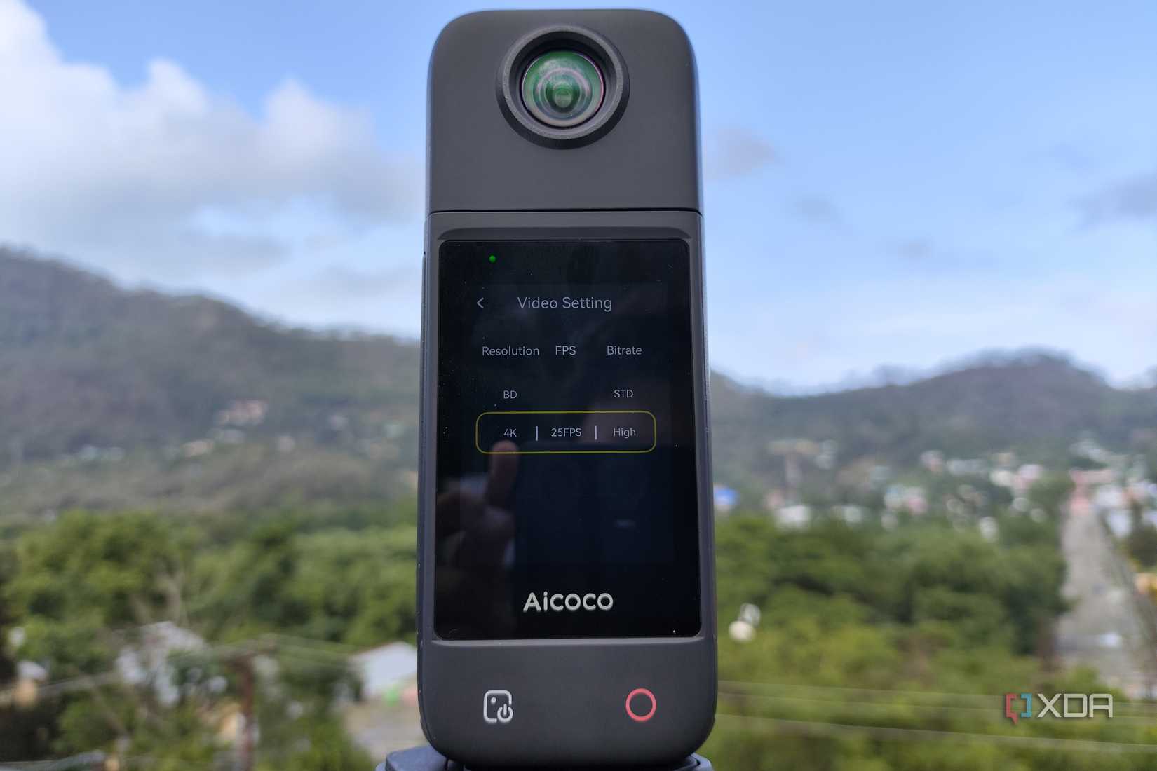 The Aicoco onAir mounted on a tripod in portrait orientation
