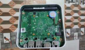 The internals of an Aiffro K100 NAS without the SSDs