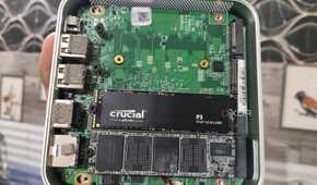 Two SSDs attached to an Aiffro K100 NAS