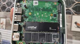 Two SSDs attached to an Aiffro K100 NAS