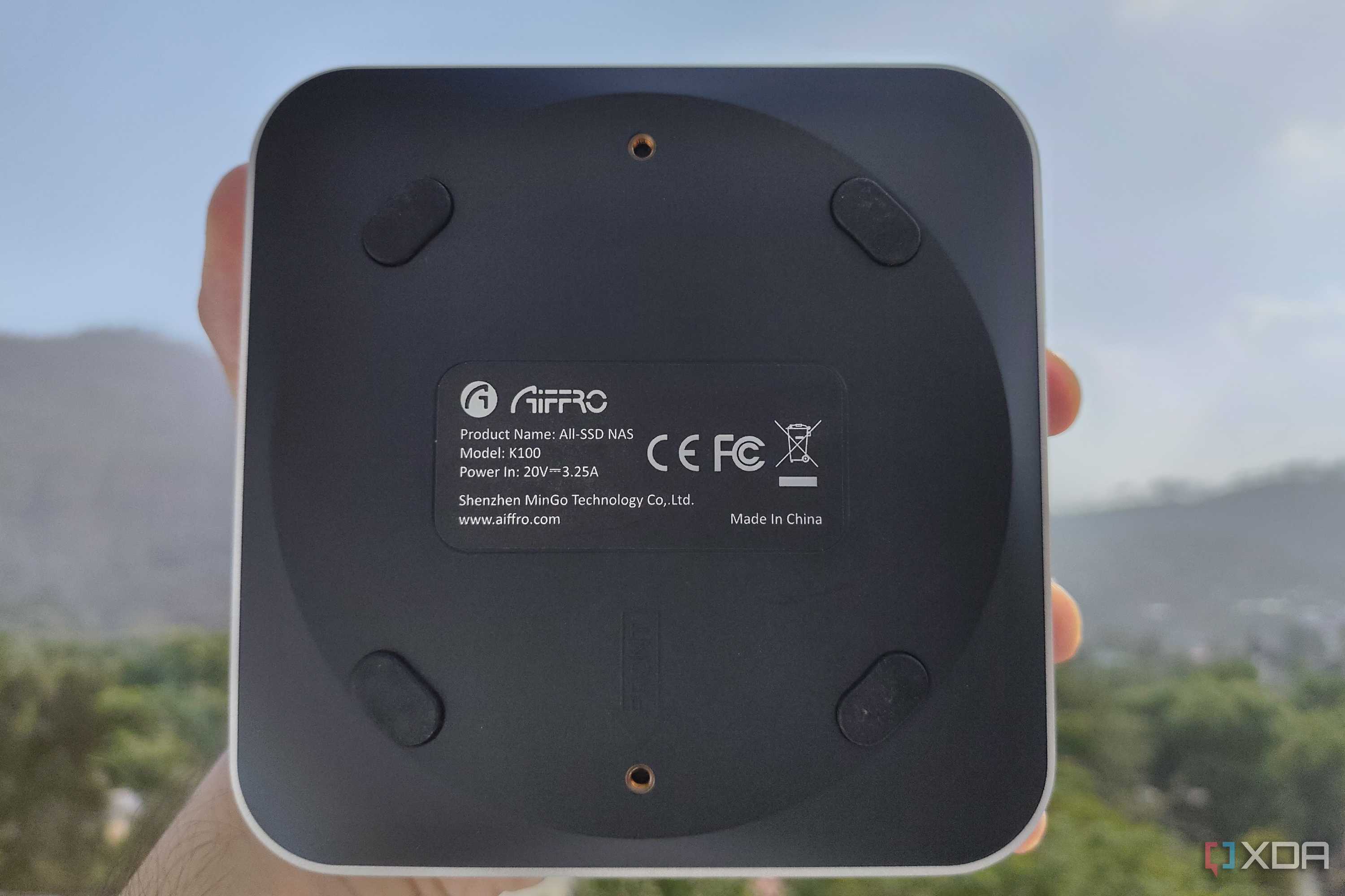The back plate of an Aiffro K100 NAS