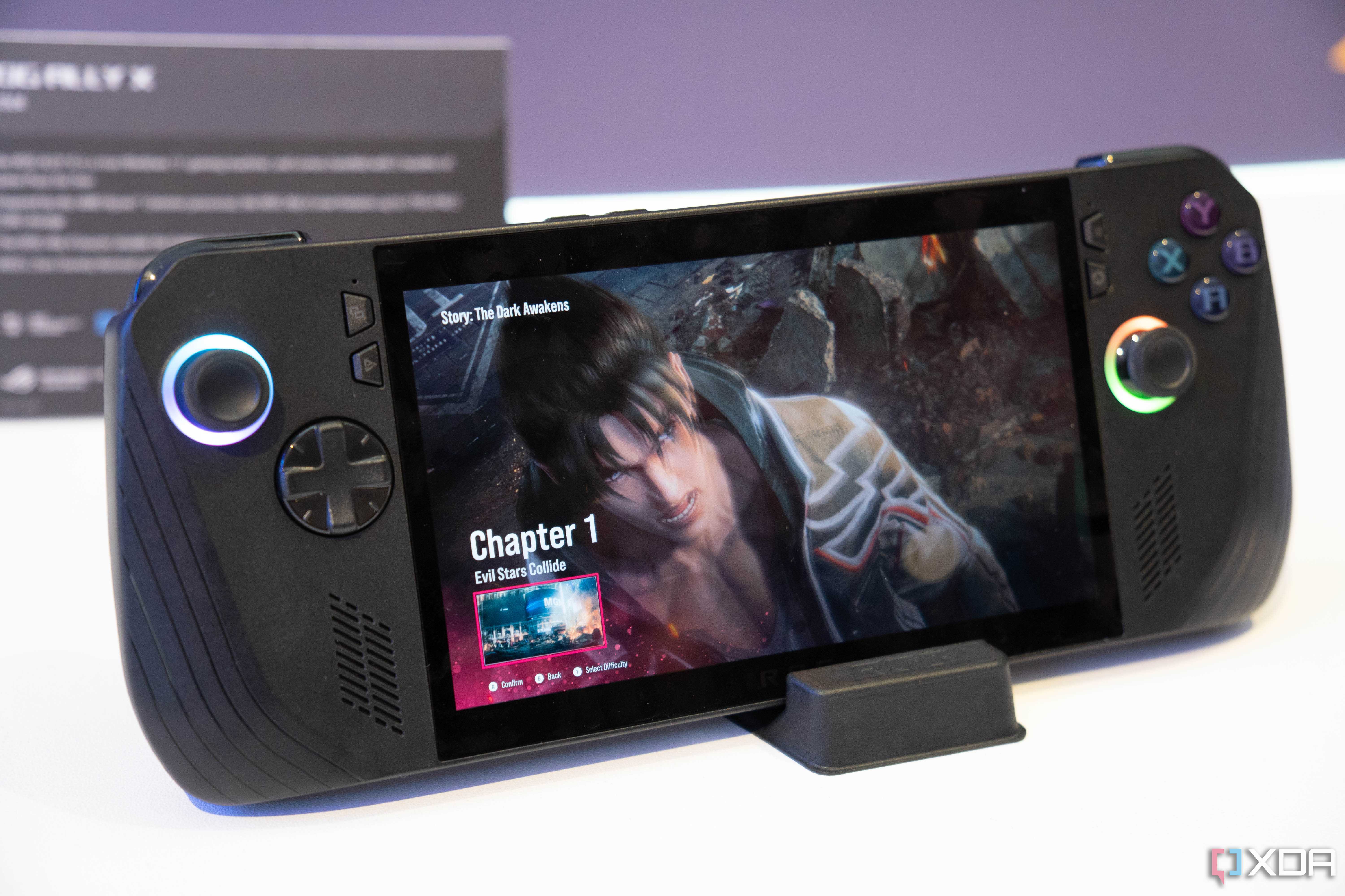 Asus ROG Ally X displaying a menu in Tekken 8
