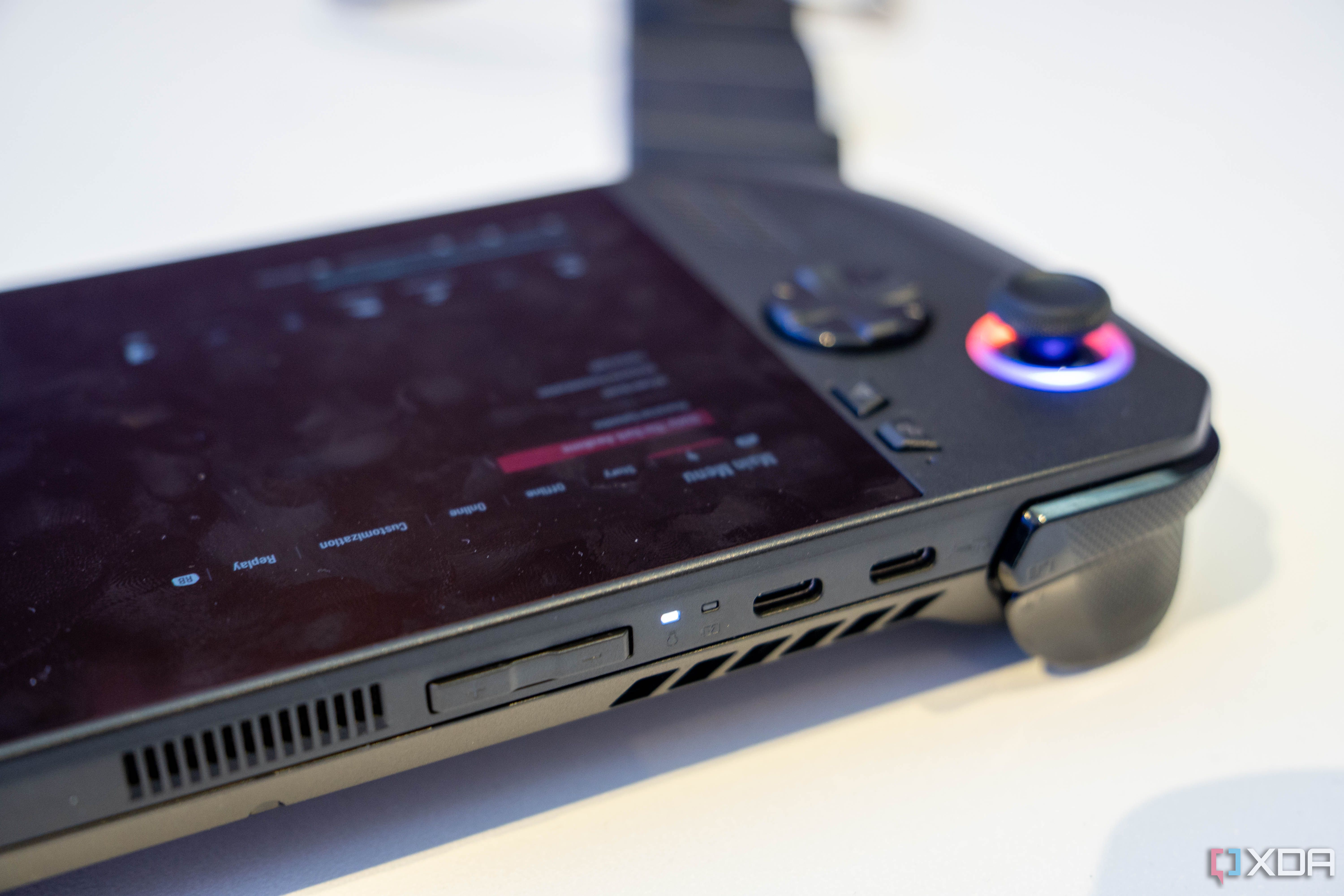 Closeu-up of the USB-C ports on the Asus ROG Ally X