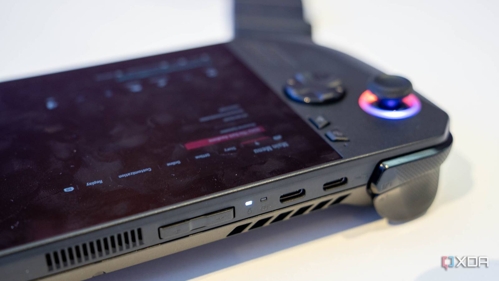 Closeu-up of the USB-C ports on the Asus ROG Ally X