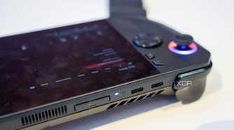 Closeu-up of the USB-C ports on the Asus ROG Ally X