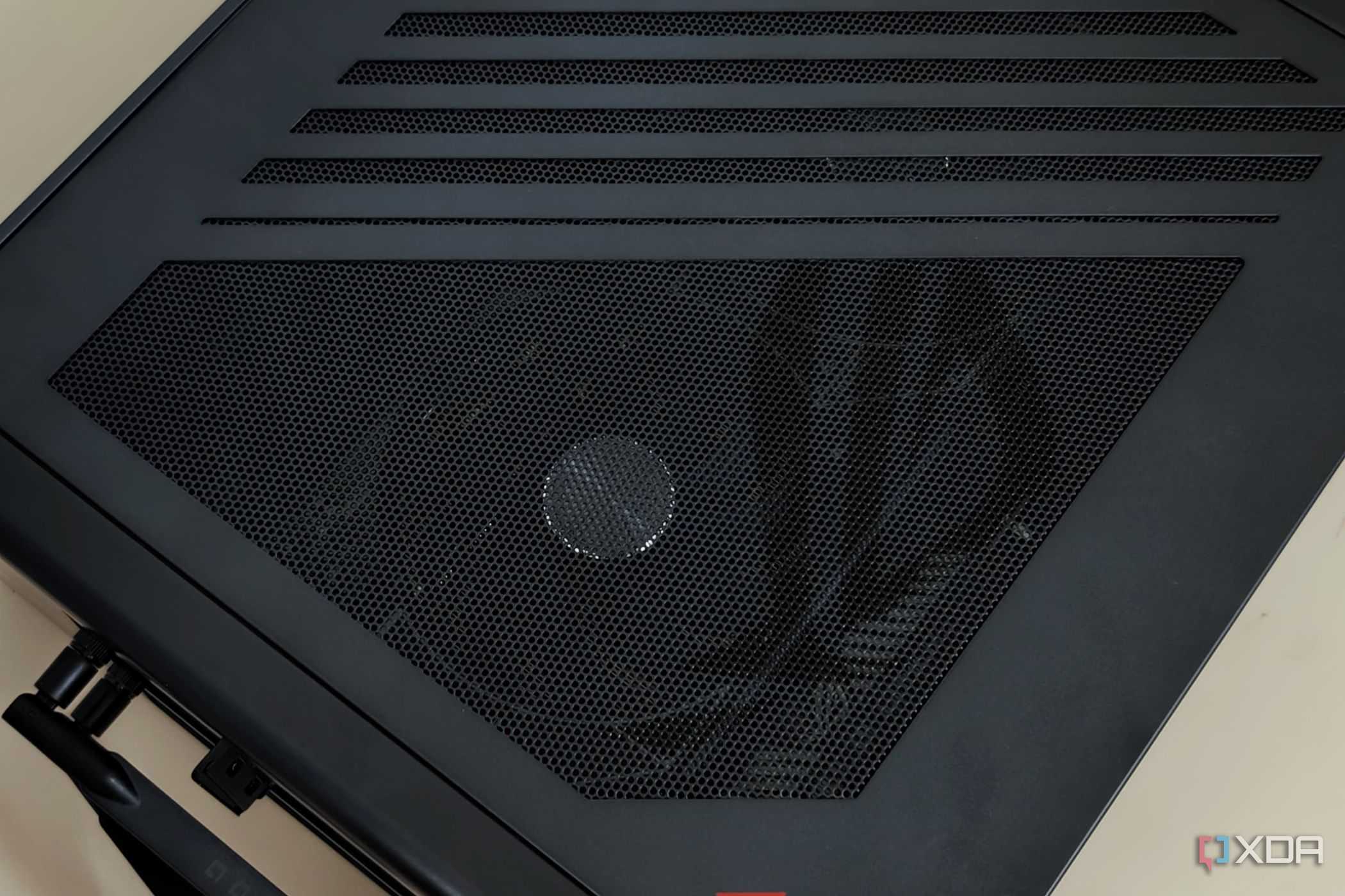 An image showing the close up of the left side panel of the ASUS ROG G22CH SFF desktop.