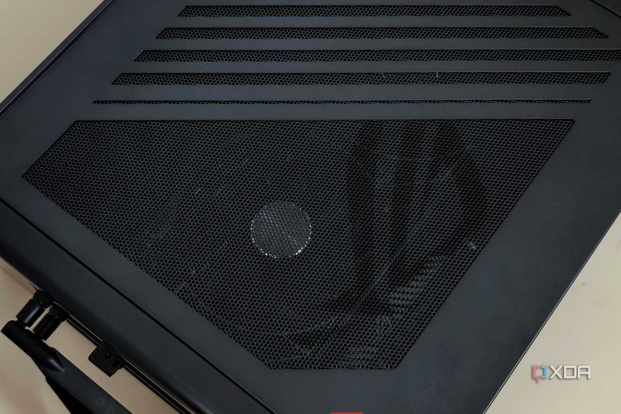 An image showing the close up of the left side panel of the ASUS ROG G22CH SFF desktop.