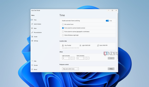 Screenshot of time settings in Auto Dark Mode