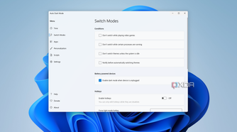 Screenshot of switch mode settings in Auto Dark Mode