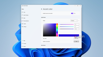 Screenshot of accent color settings in Auto Dark Mode