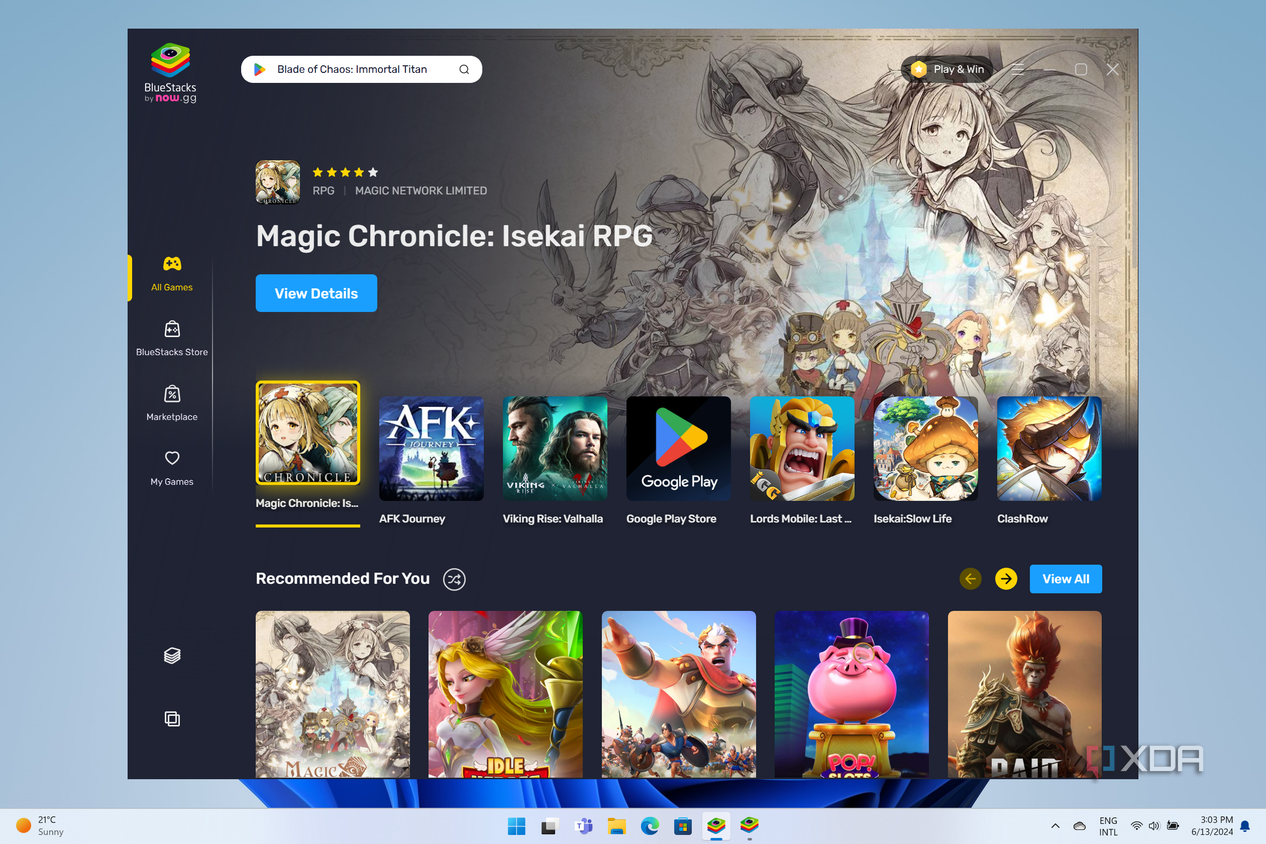 Screenshots of Bluestacks 10 home UI