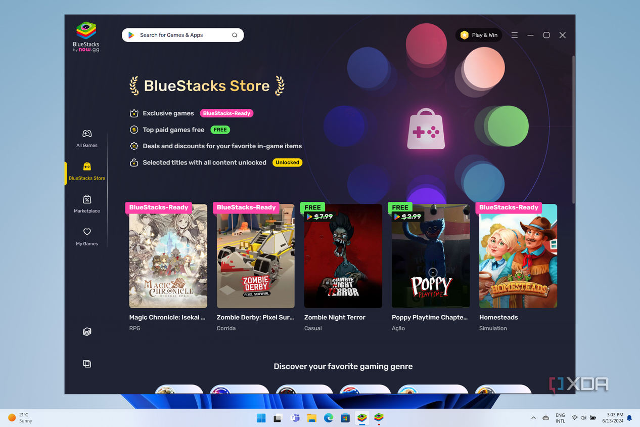 Screenshots of Bluestacks 10 store