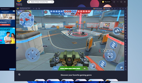 Screenshot of Mech Arena running inside Bluestacks 10