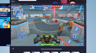 Screenshot of Mech Arena running inside Bluestacks 10