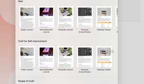A screenshot showing crafts templates library