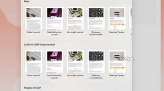 A screenshot showing crafts templates library