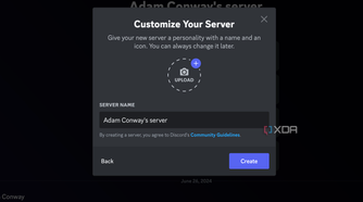 Creating a Discord server and naming it
