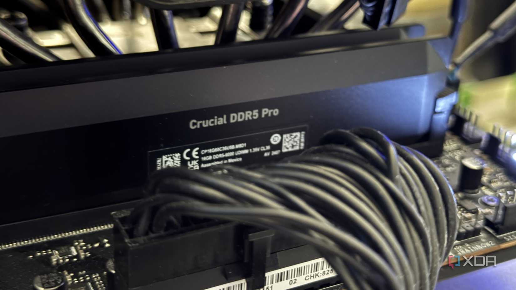 crucial pro overclocking ddr5 installed on a motherboard