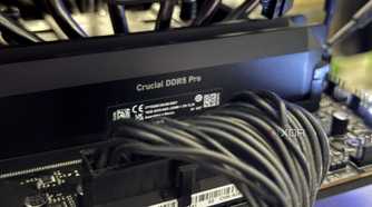 crucial pro overclocking ddr5 installed on a motherboard