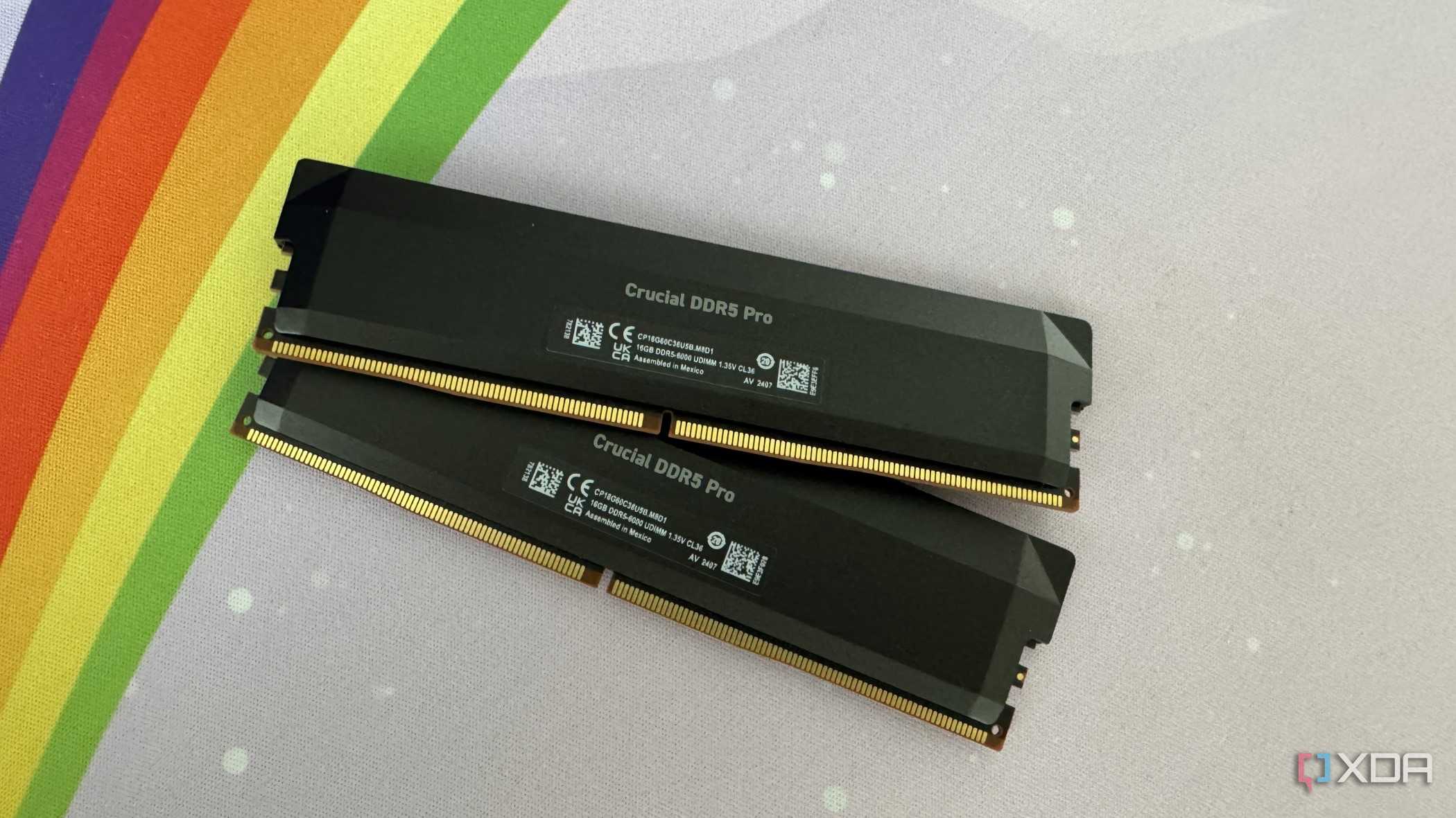 crucial pro overclocking ddr5-6000 ram kit on a deskmat