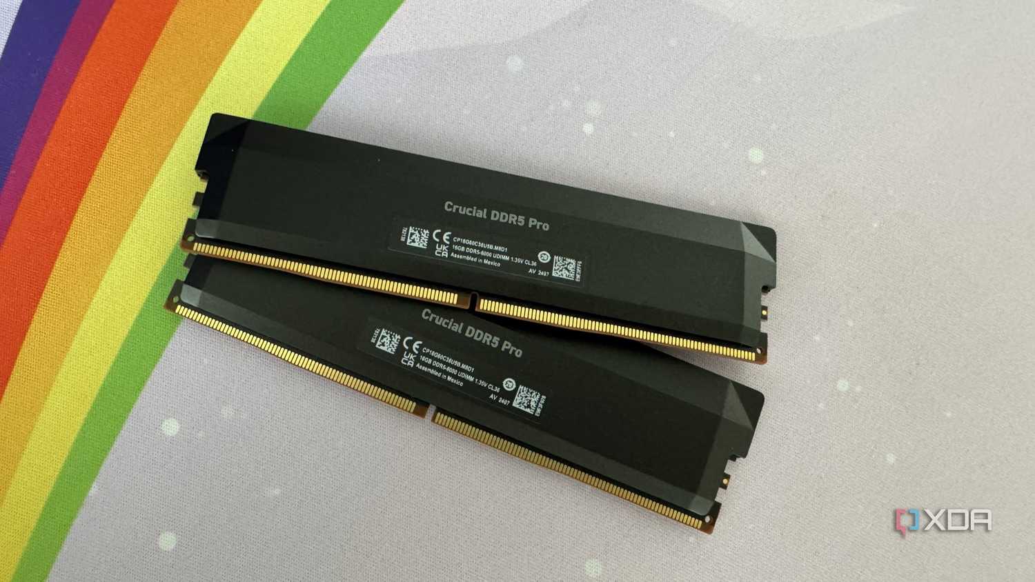 crucial pro overclocking ddr5-6000 ram kit on a deskmat